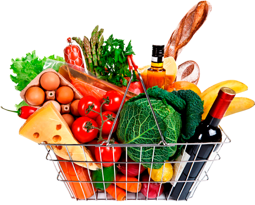 A Shopping Basket Full Of Food