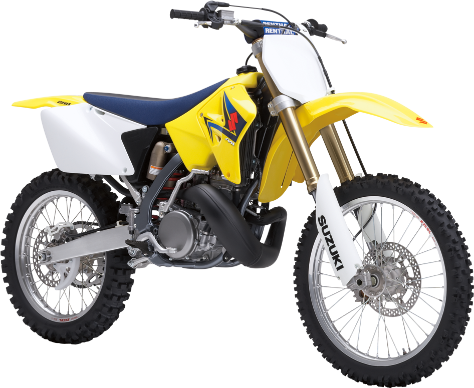 A Yellow And White Dirt Bike