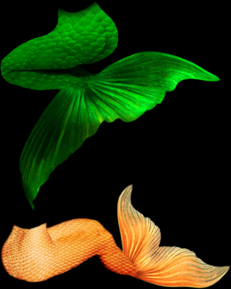 A Green And Orange Fish With Wings
