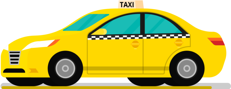 A Yellow Taxi Car With A Black And White Checkered Pattern