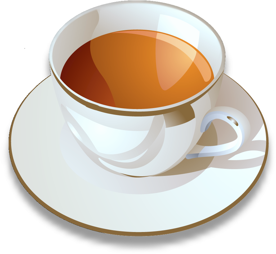 A Cup Of Tea With Brown Liquid On A Saucer
