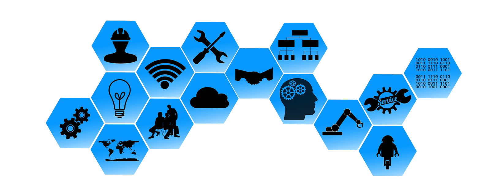 A Blue Hexagons With Icons