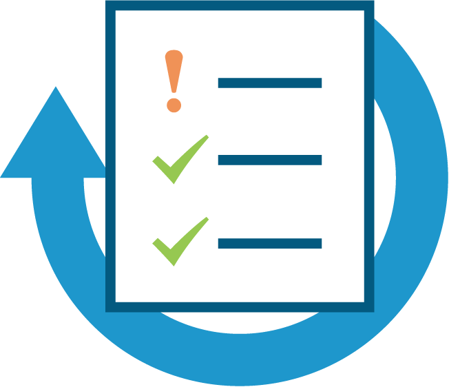 A Blue Circle With A Checklist And A Exclamation Mark
