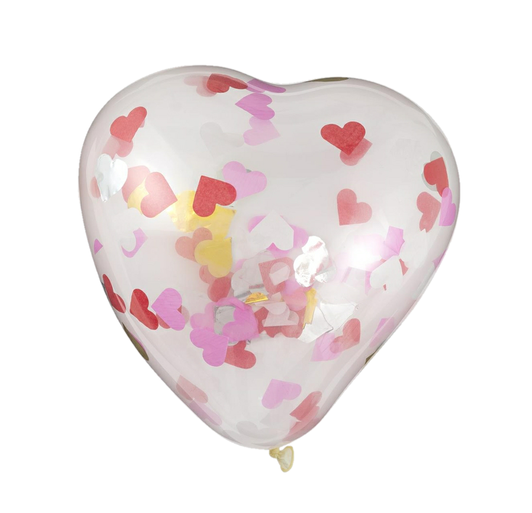 A Heart Shaped Balloon With Confetti