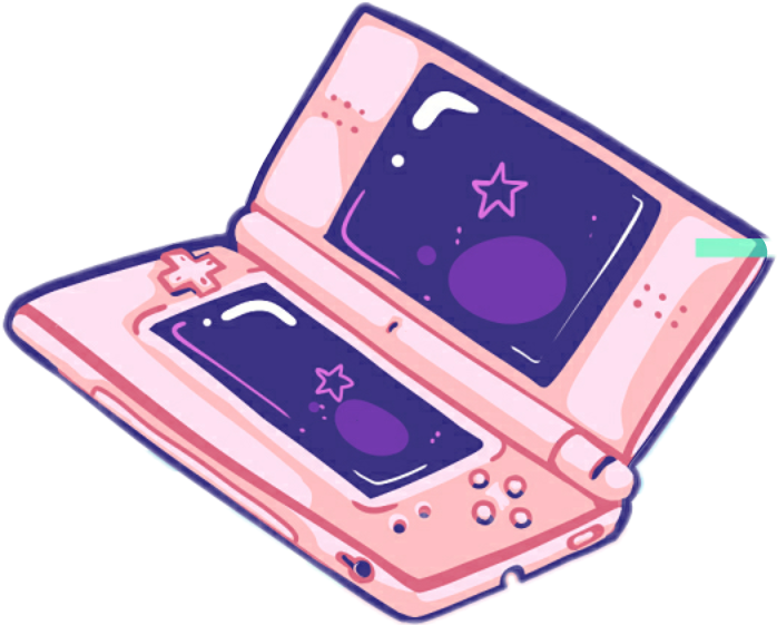 A Cartoon Of A Pink Handheld Gaming Device