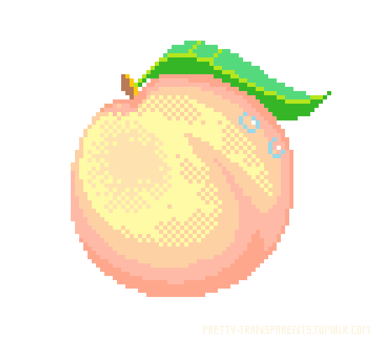 A Pixelated Peach With A Leaf