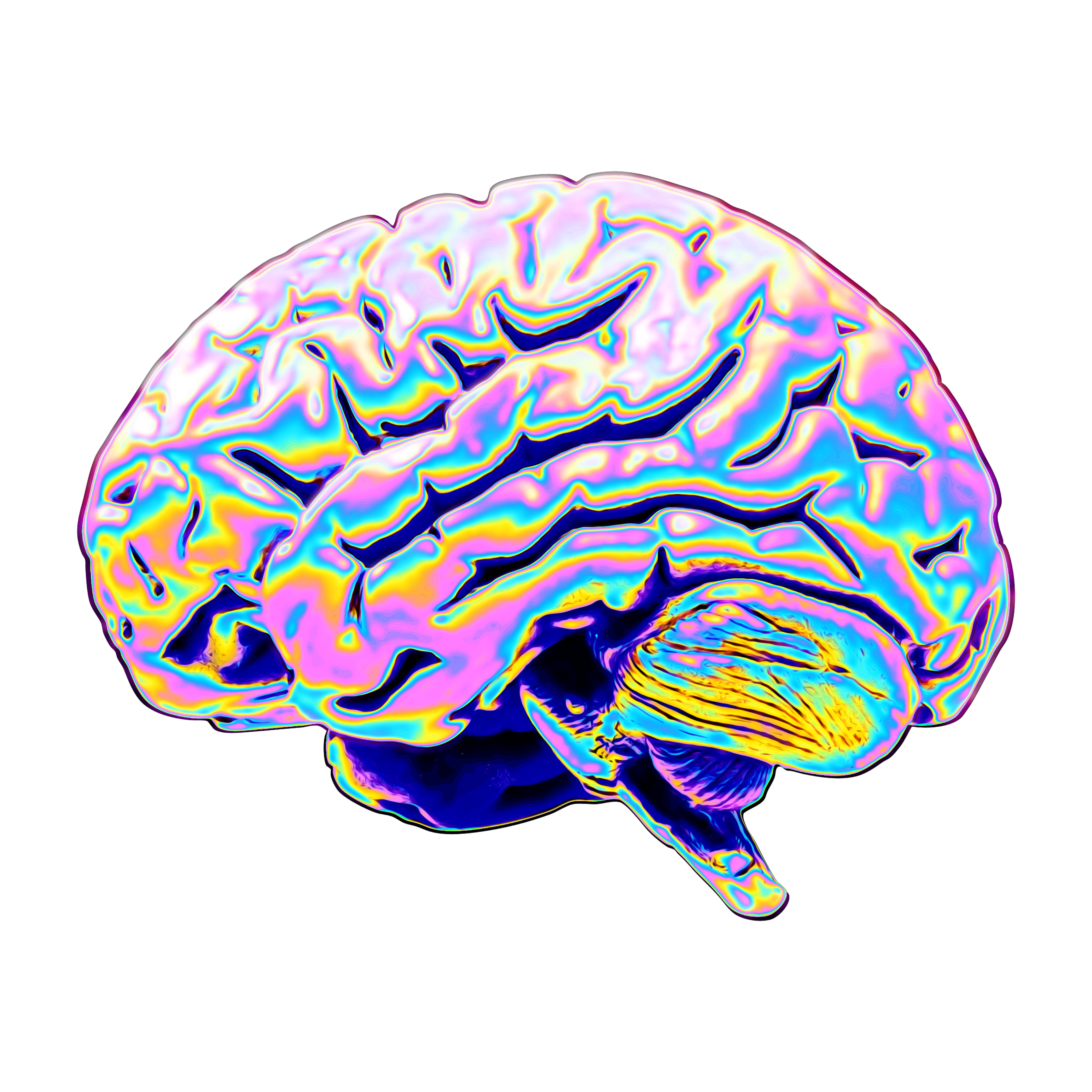 A Colorful Brain With A Black Background