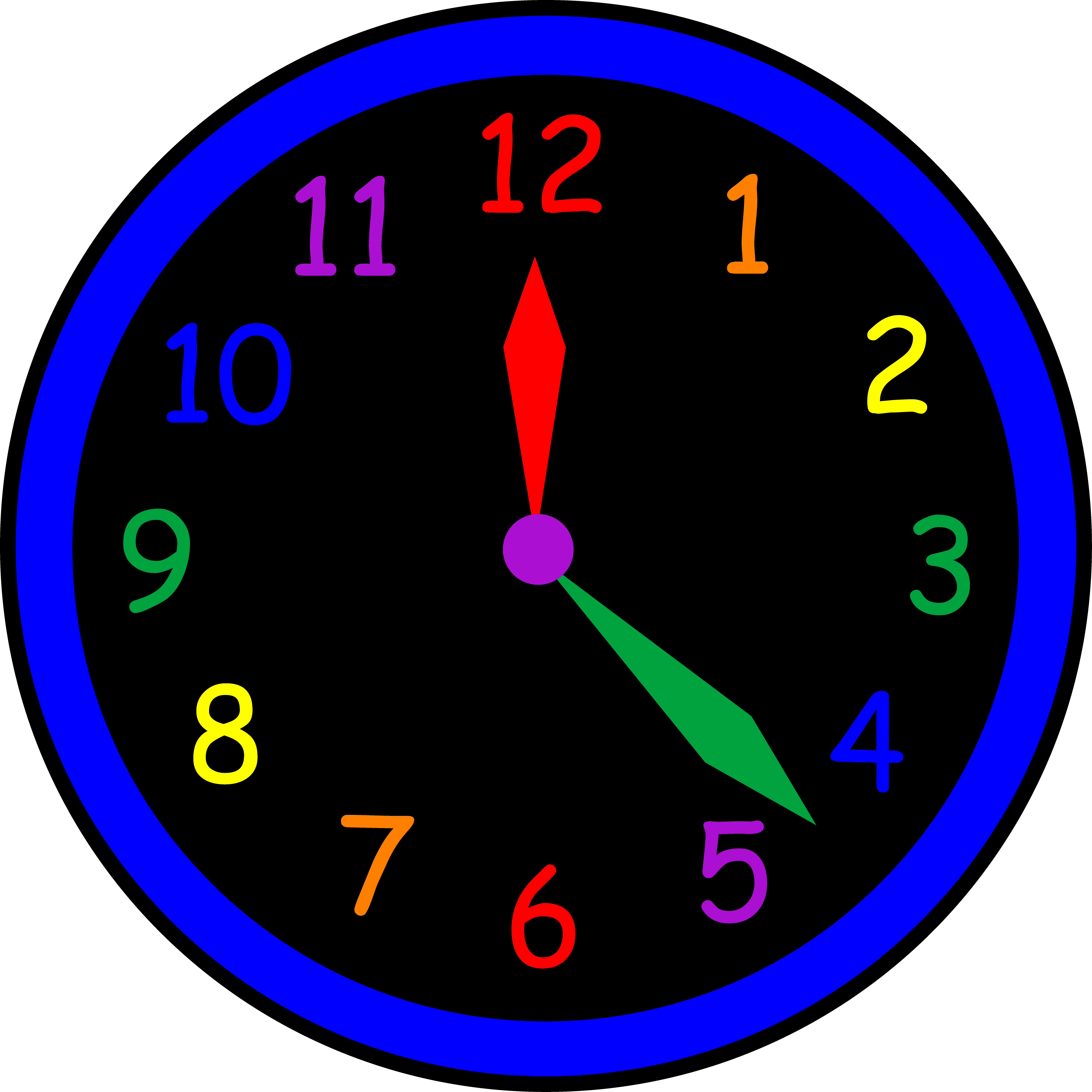 A Clock With Colorful Numbers