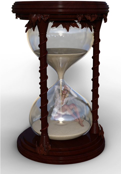 A Woman Sitting In A Hourglass