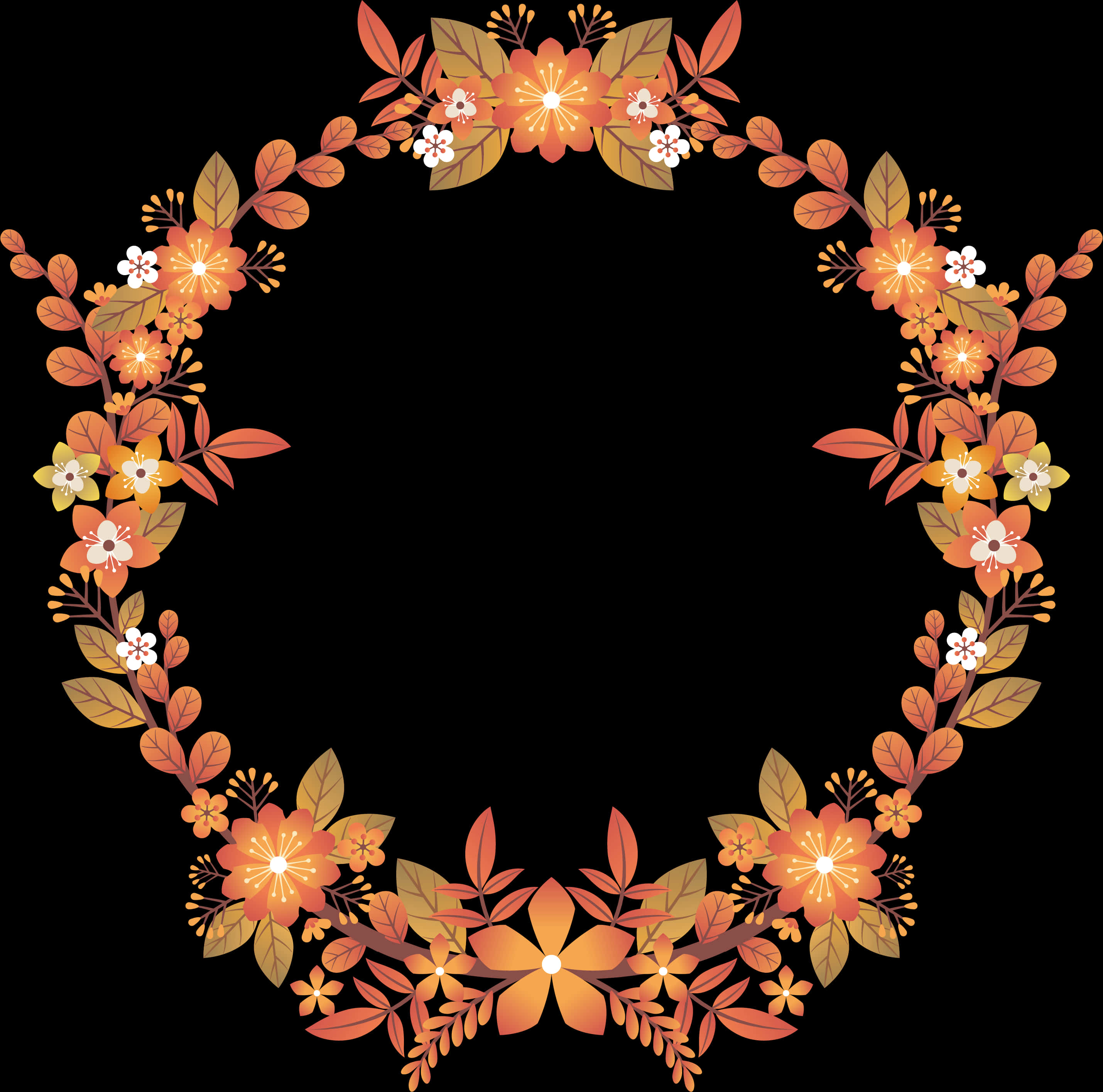 A Wreath Of Orange And White Flowers
