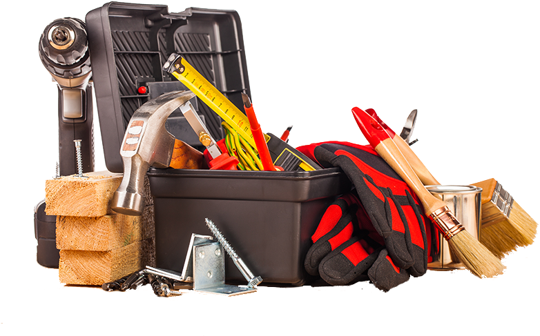 A Tool Box With Tools And Gloves