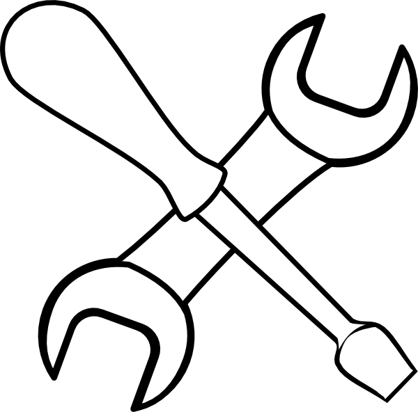 A White And Black Symbol Of A Wrench And Screwdriver