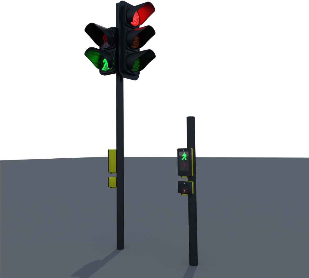 A Traffic Light And A Crosswalk Sign