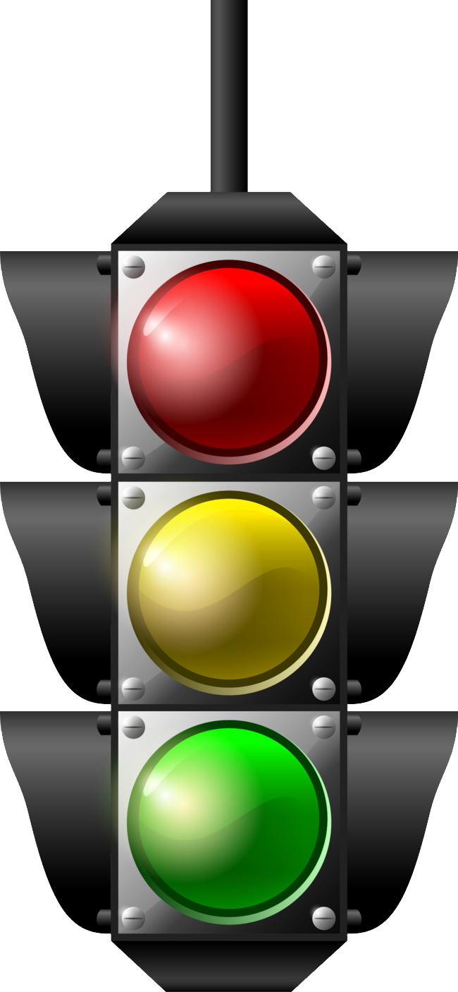 A Traffic Light With Red And Yellow Lights