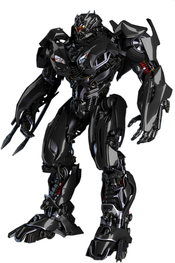 A Black Robot With A Black Background