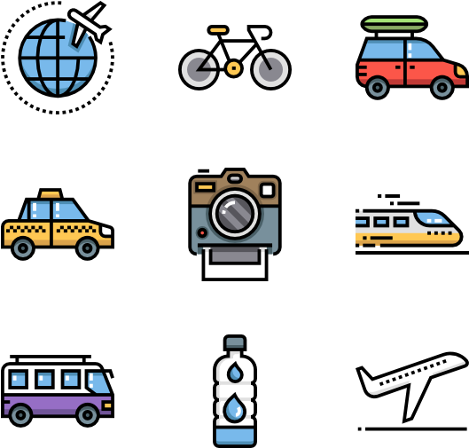 A Group Of Icons Of Different Types Of Vehicles