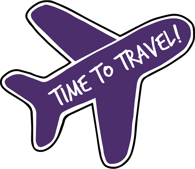 A Purple Airplane With White Text