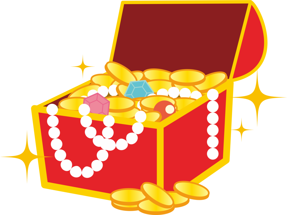 A Red Box With Gold Coins And A Necklace