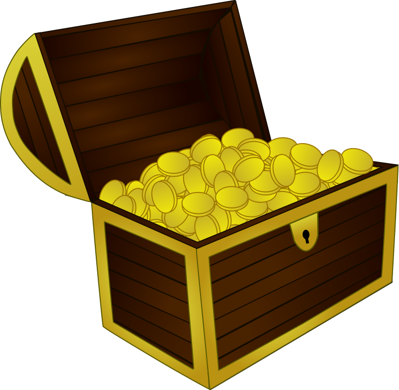 A Cartoon Of A Treasure Chest Full Of Gold Coins
