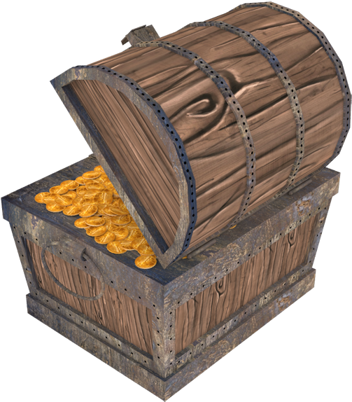 A Wooden Chest Full Of Gold Coins