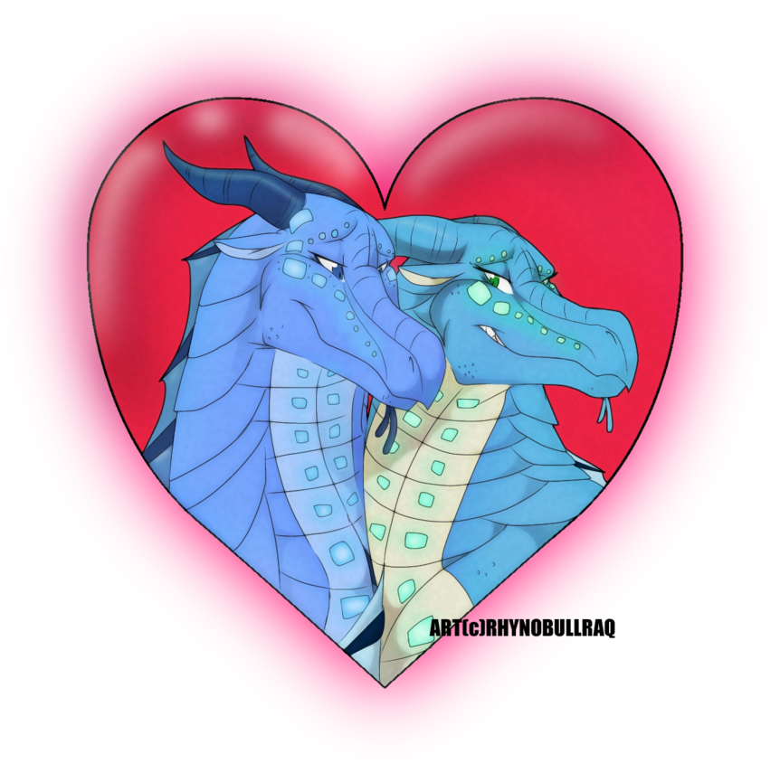 Two Blue Dragons In A Heart Shape