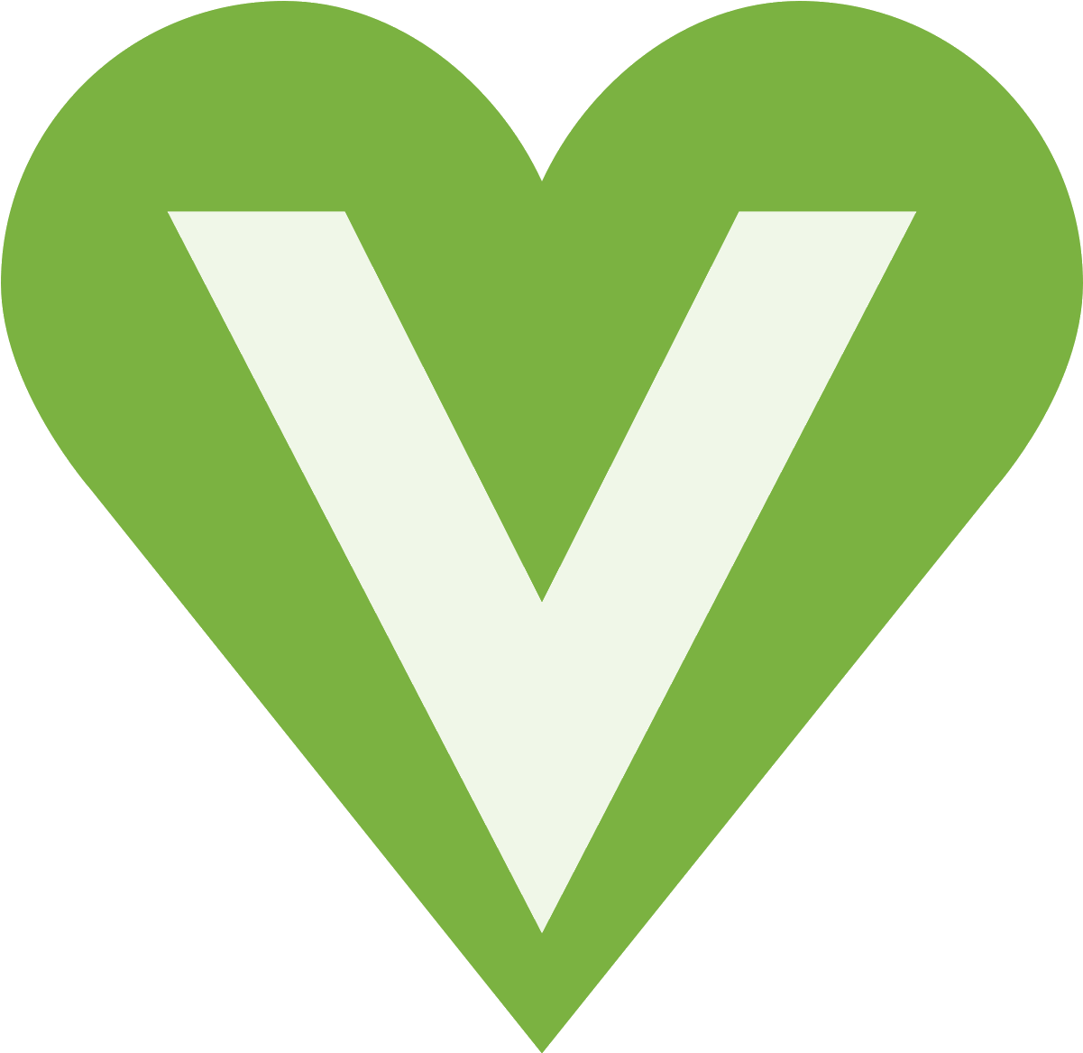 A Green Heart With A White V In It