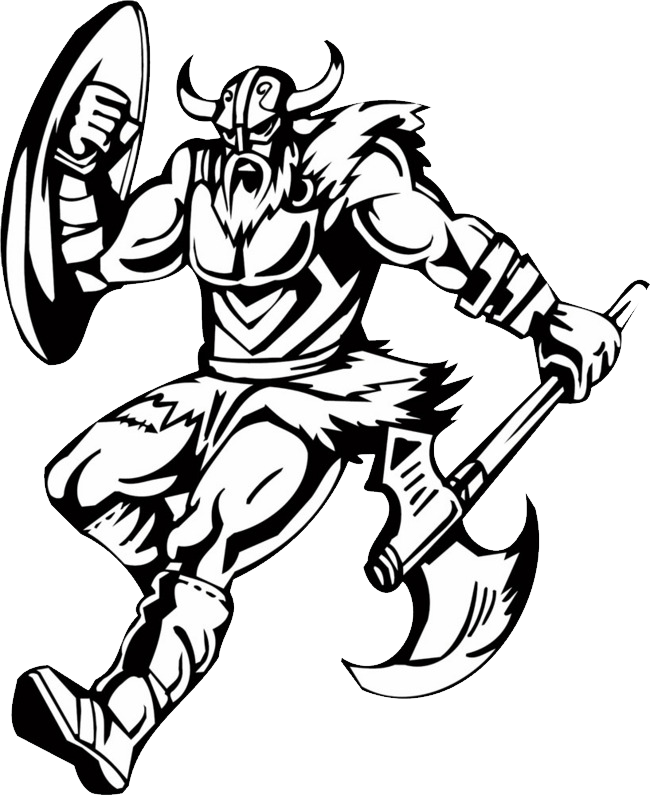 A Black And White Image Of A Viking Holding An Axe