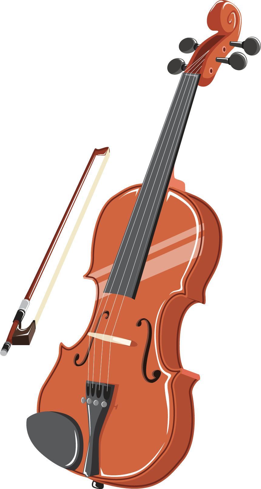 A Violin And Bow On A Black Background