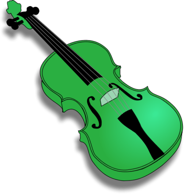A Green Violin With Black Background