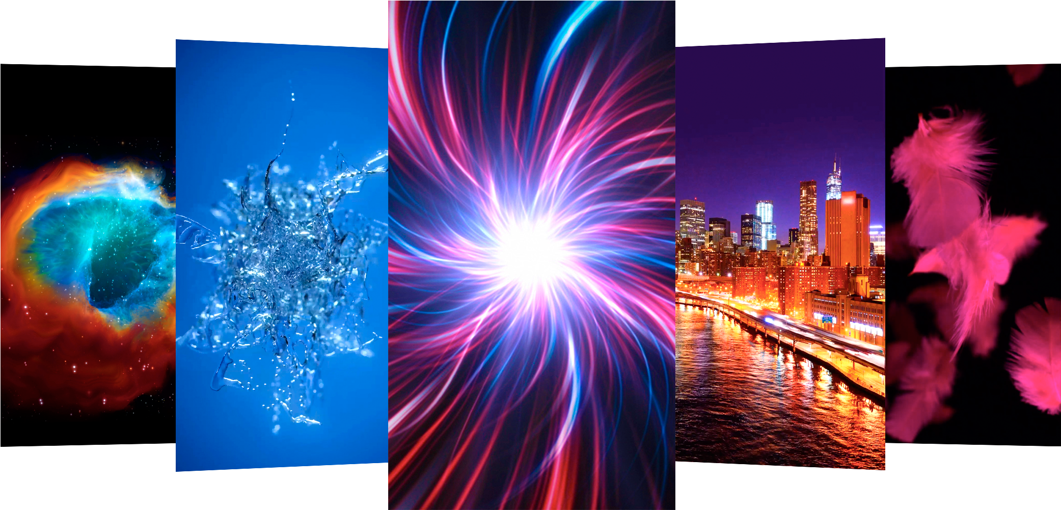 A Collage Of Different Images Of Water And A City