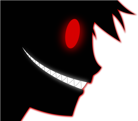 A Cartoon Face With Red Eyes And Teeth
