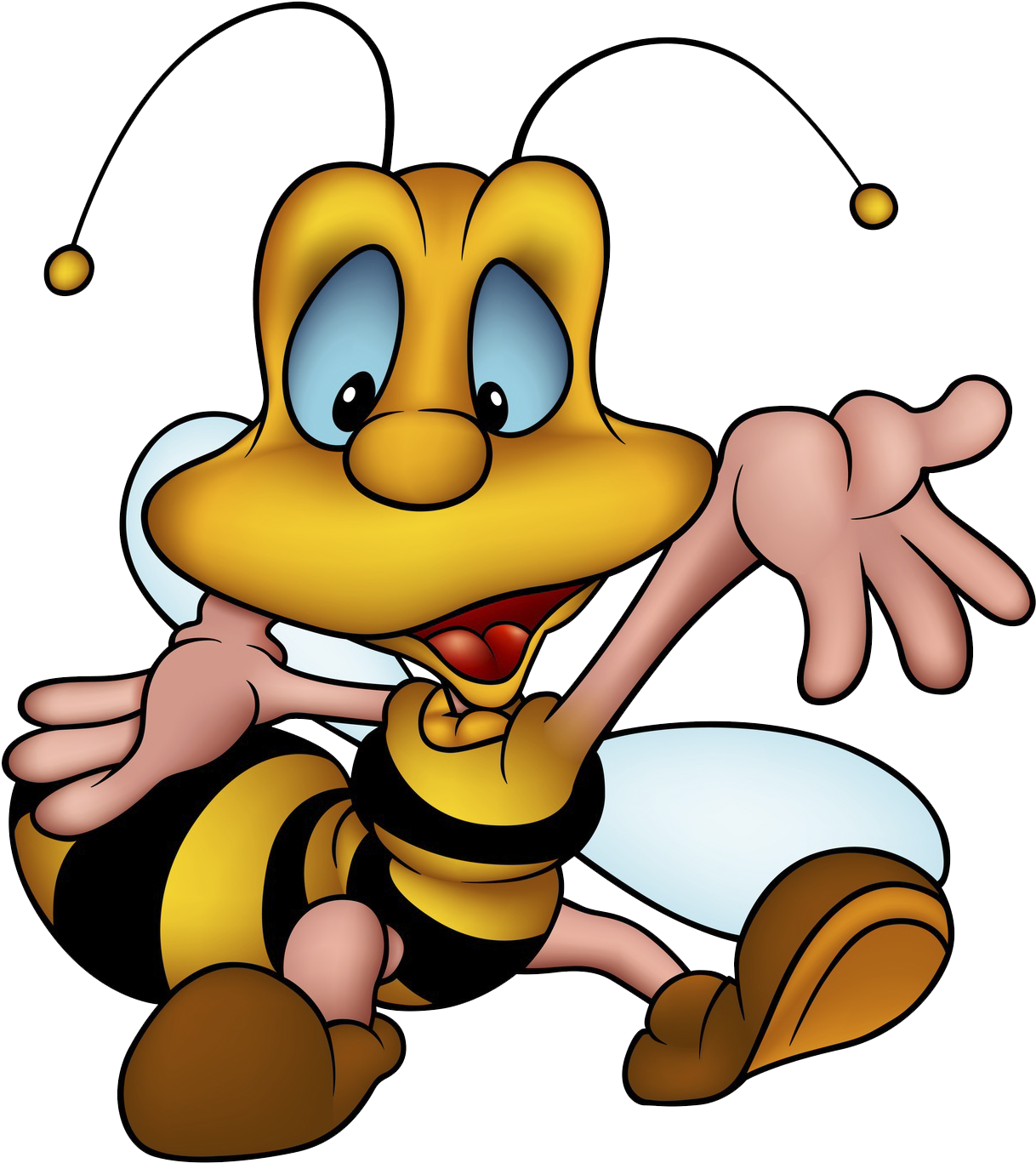 A Cartoon Bee With Arms Out