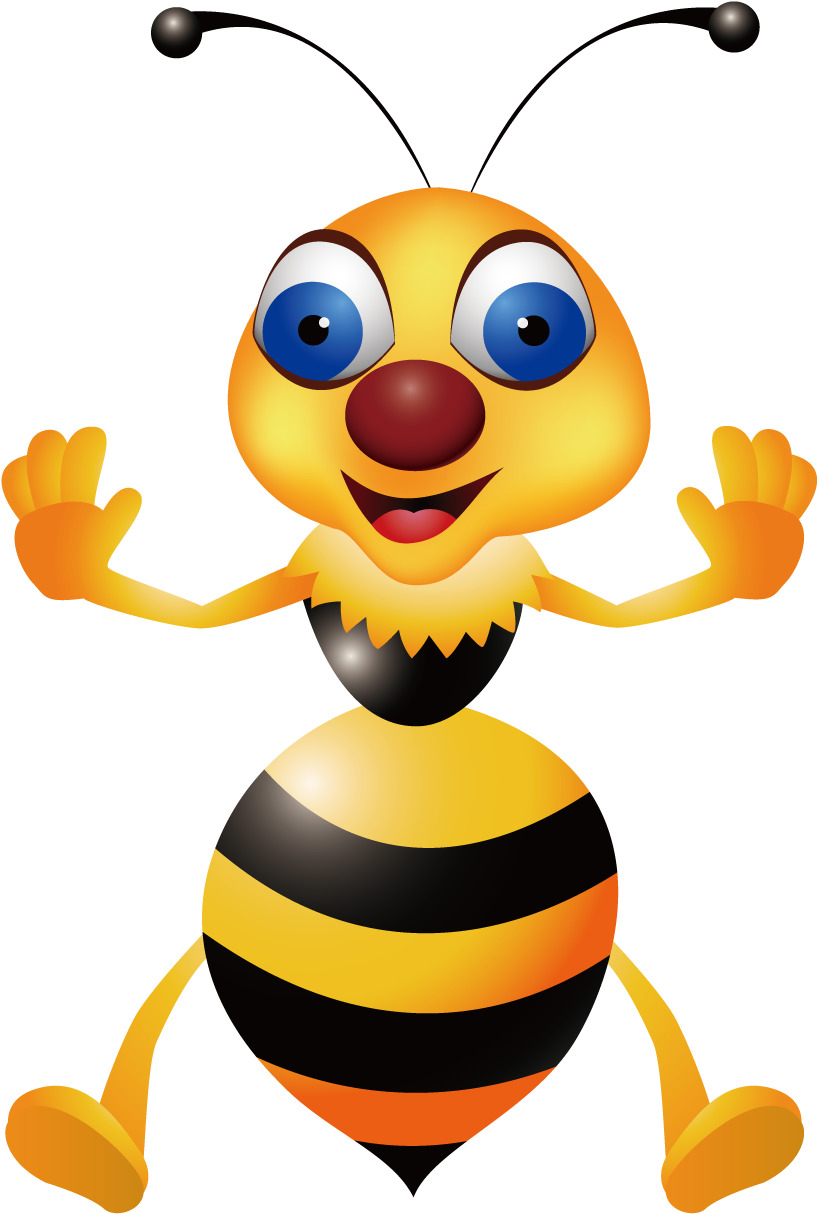 A Cartoon Bee With Blue Eyes And A Red Nose
