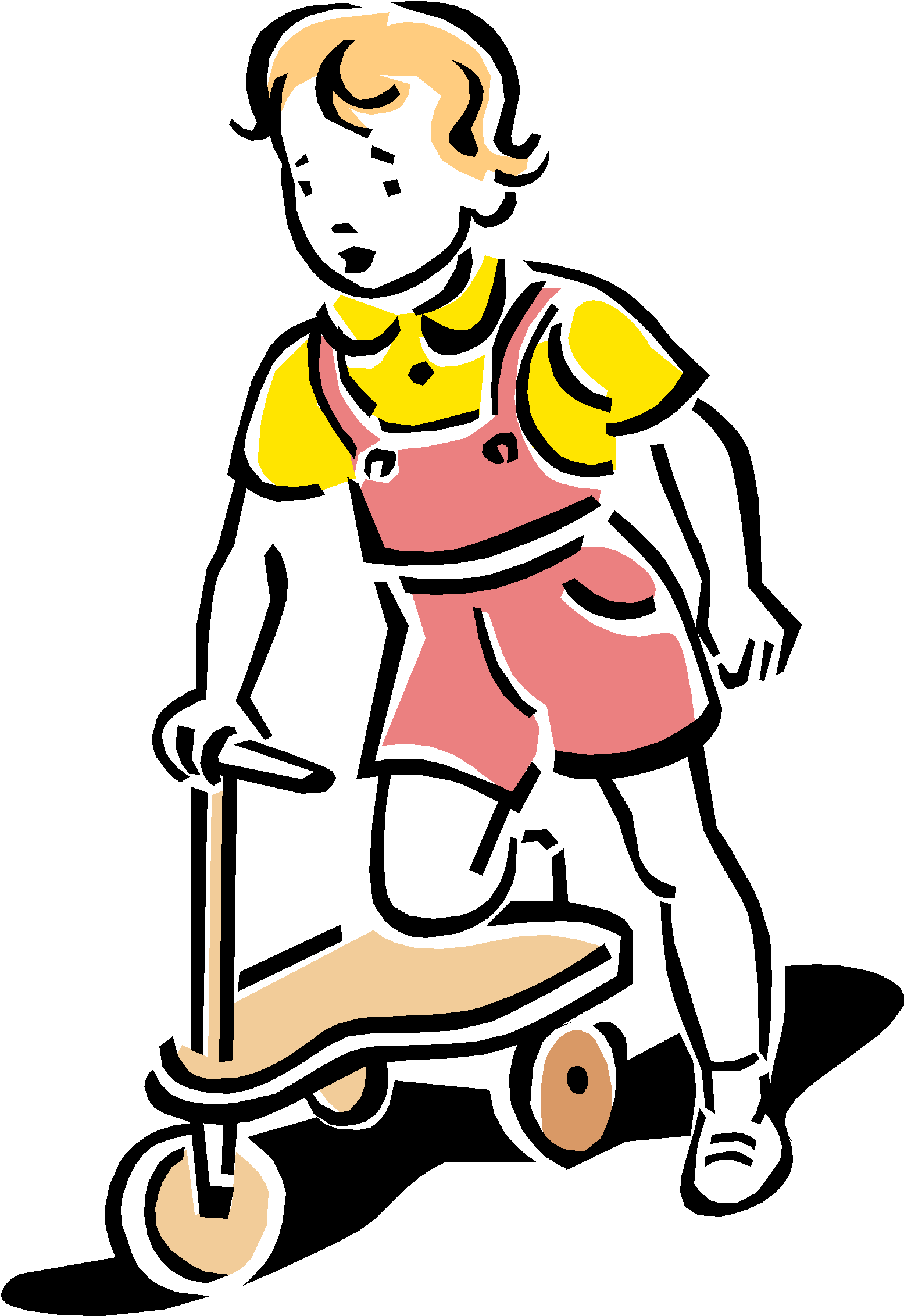 A Cartoon Of A Child Riding A Scooter