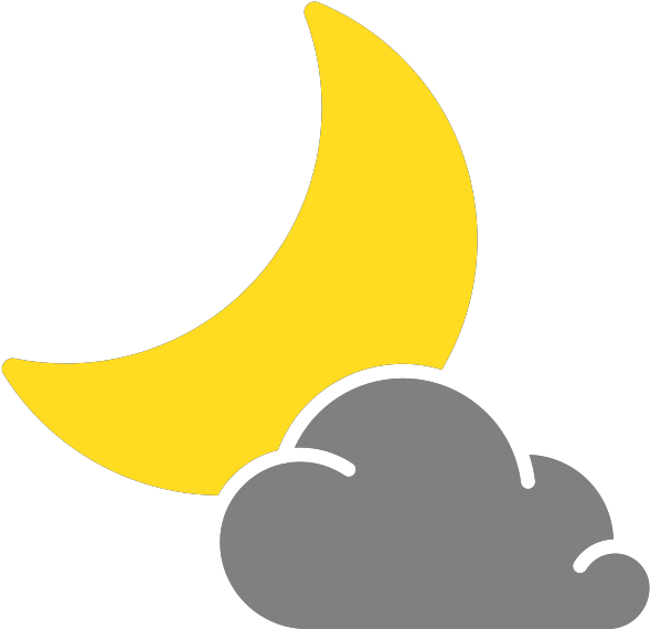 A Yellow Crescent Moon And Grey Cloud
