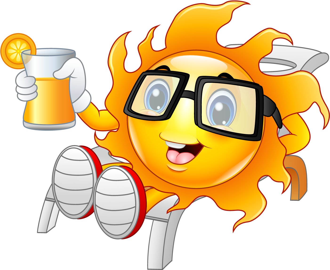 Cartoon Sun Holding A Glass Of Juice