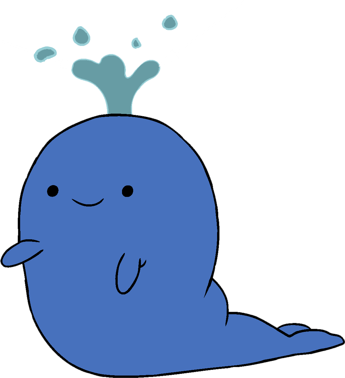 A Cartoon Of A Blue Whale With Water Splashing Out Of Its Head