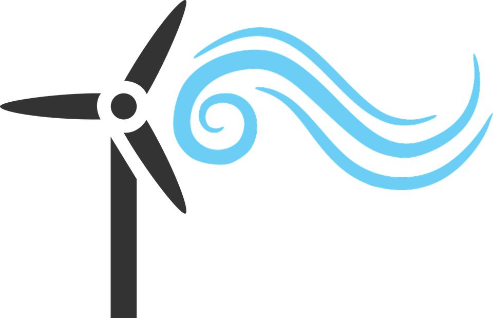 A Wind Turbine With A Swirly Blue Swirl