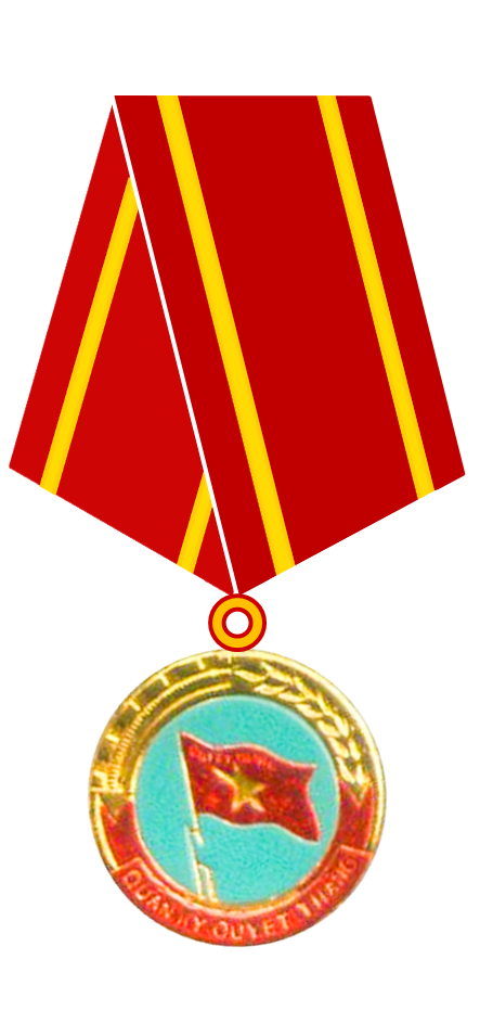 A Medal With A Gold Circle And Red Stripes