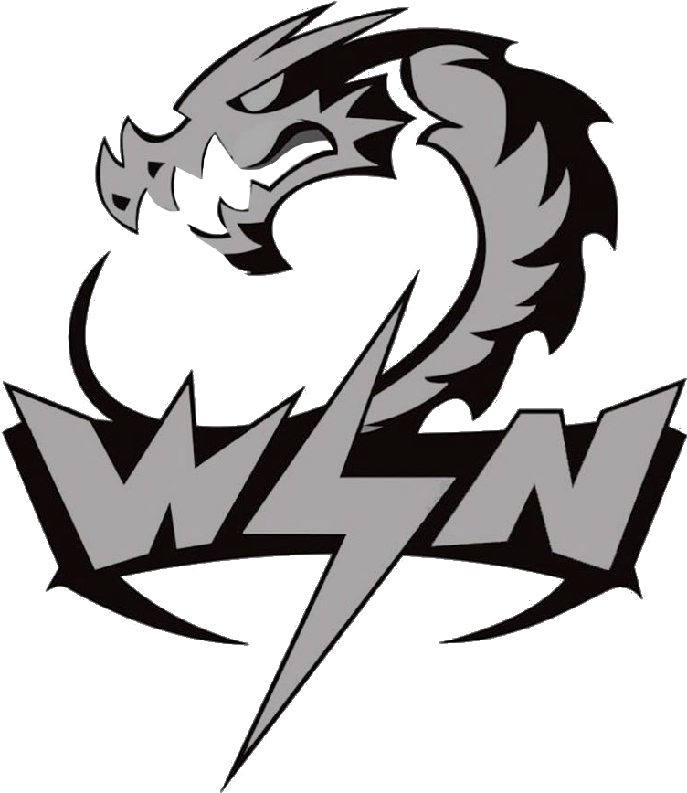 A Black And White Logo With A Dragon Head