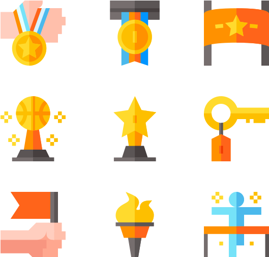 A Collection Of Icons Of Medals And Trophies