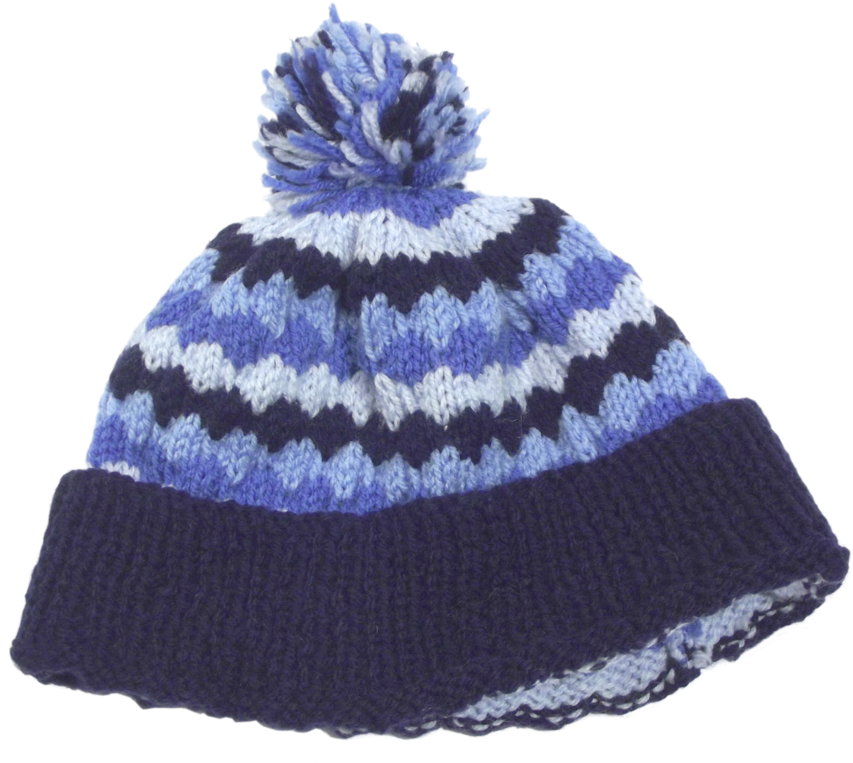 A Blue And White Knitted Hat