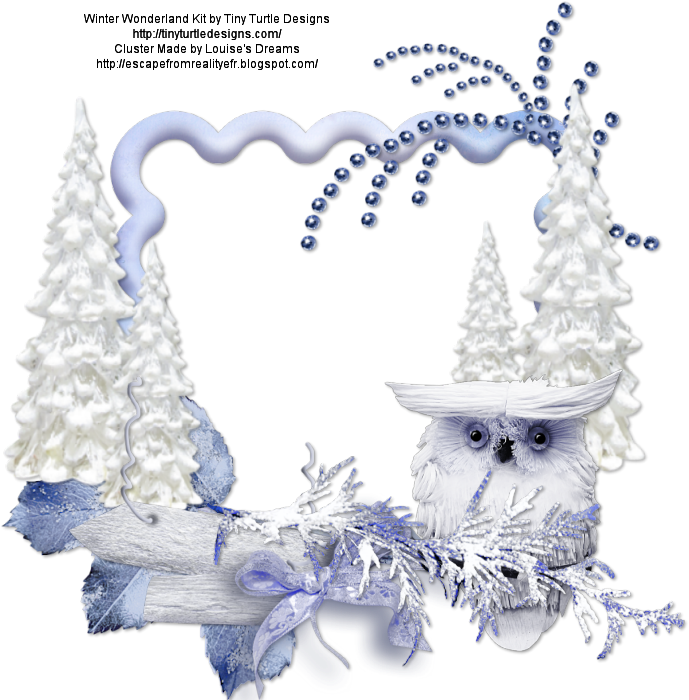 A White Owl With Blue And White Trees