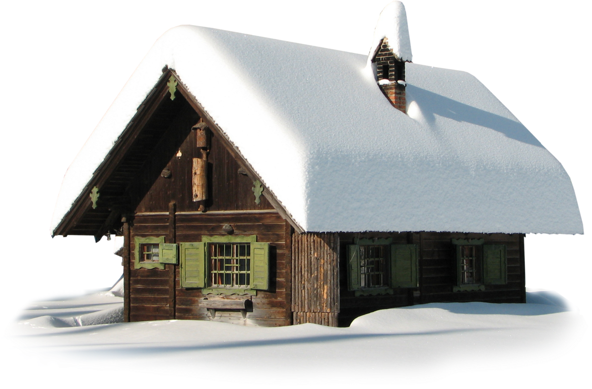 A Cabin Covered In Snow