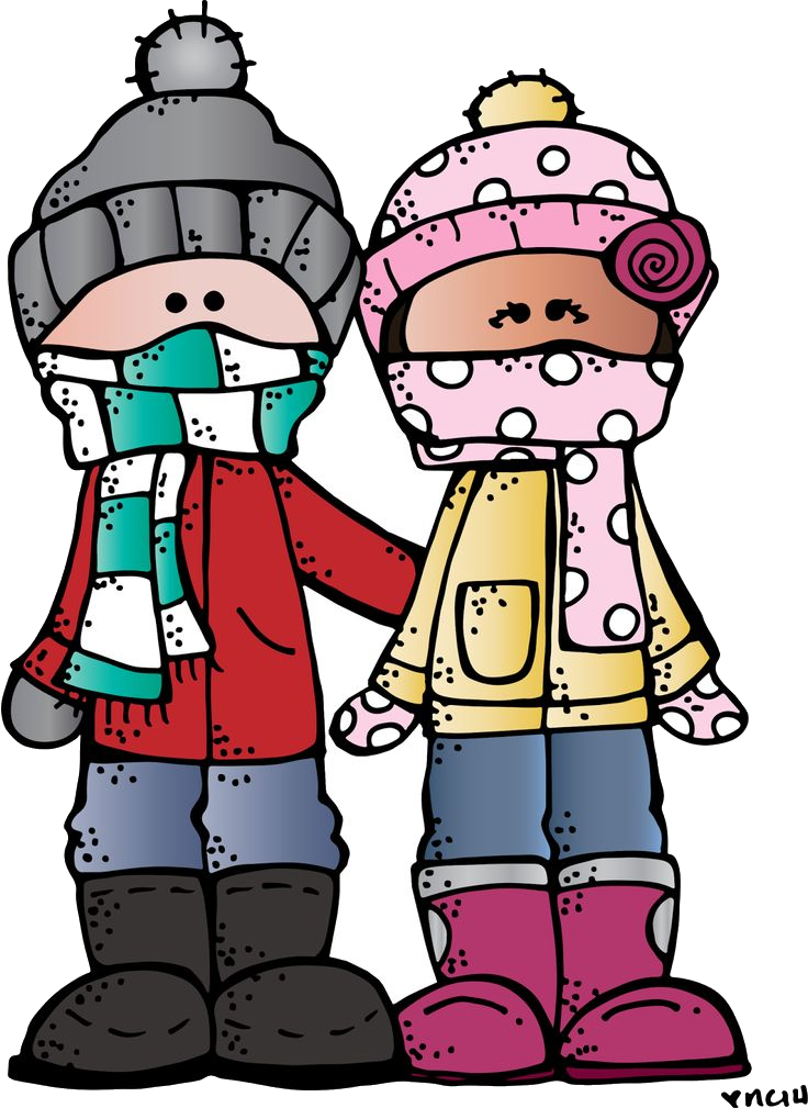 A Cartoon Of Two People Wearing Winter Clothes