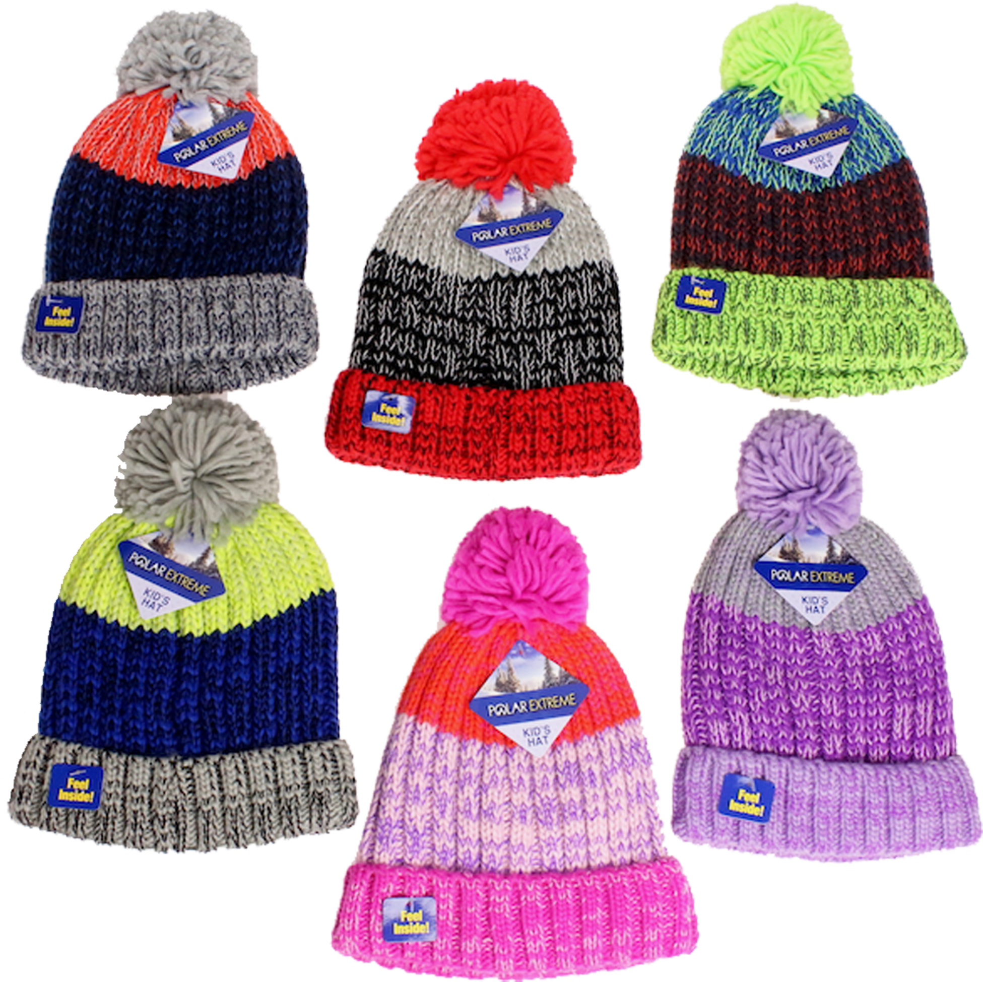 A Group Of Colorful Knit Hats