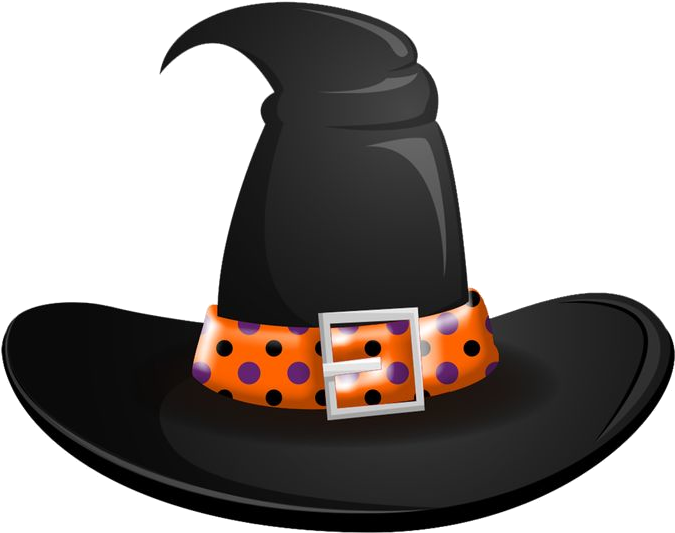 A Black Hat With Orange And Purple Polka Dots