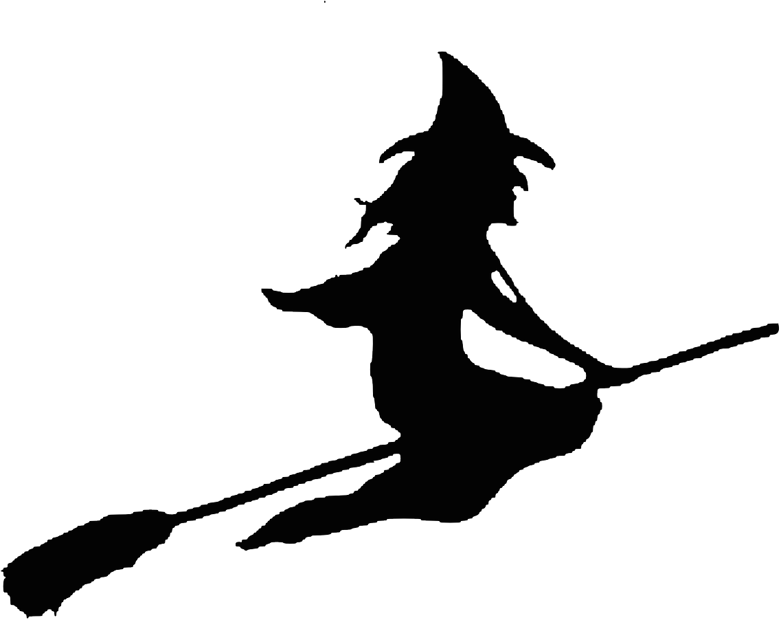 A Silhouette Of A Person On A Broomstick