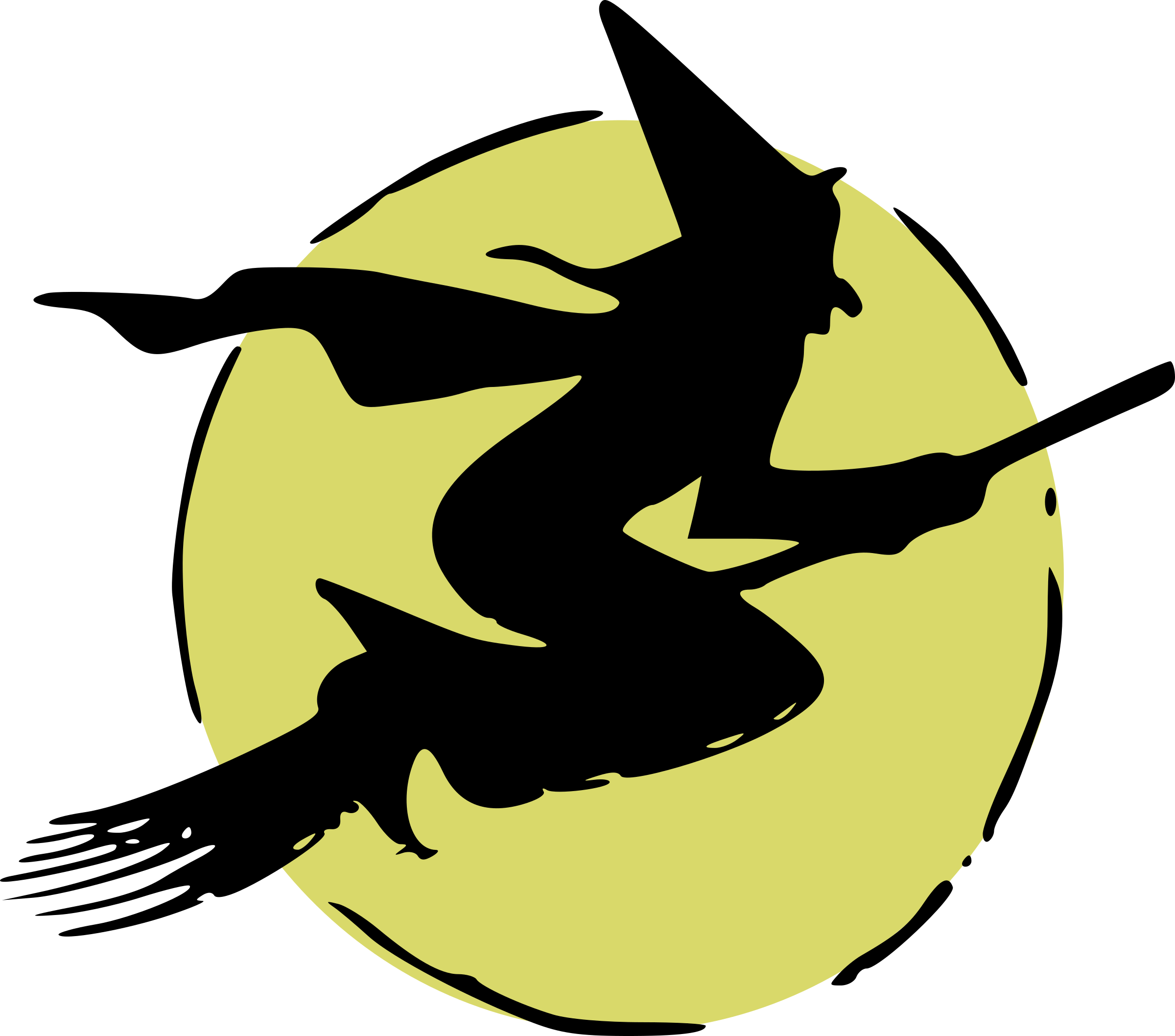 A Silhouette Of A Person On A Broomstick