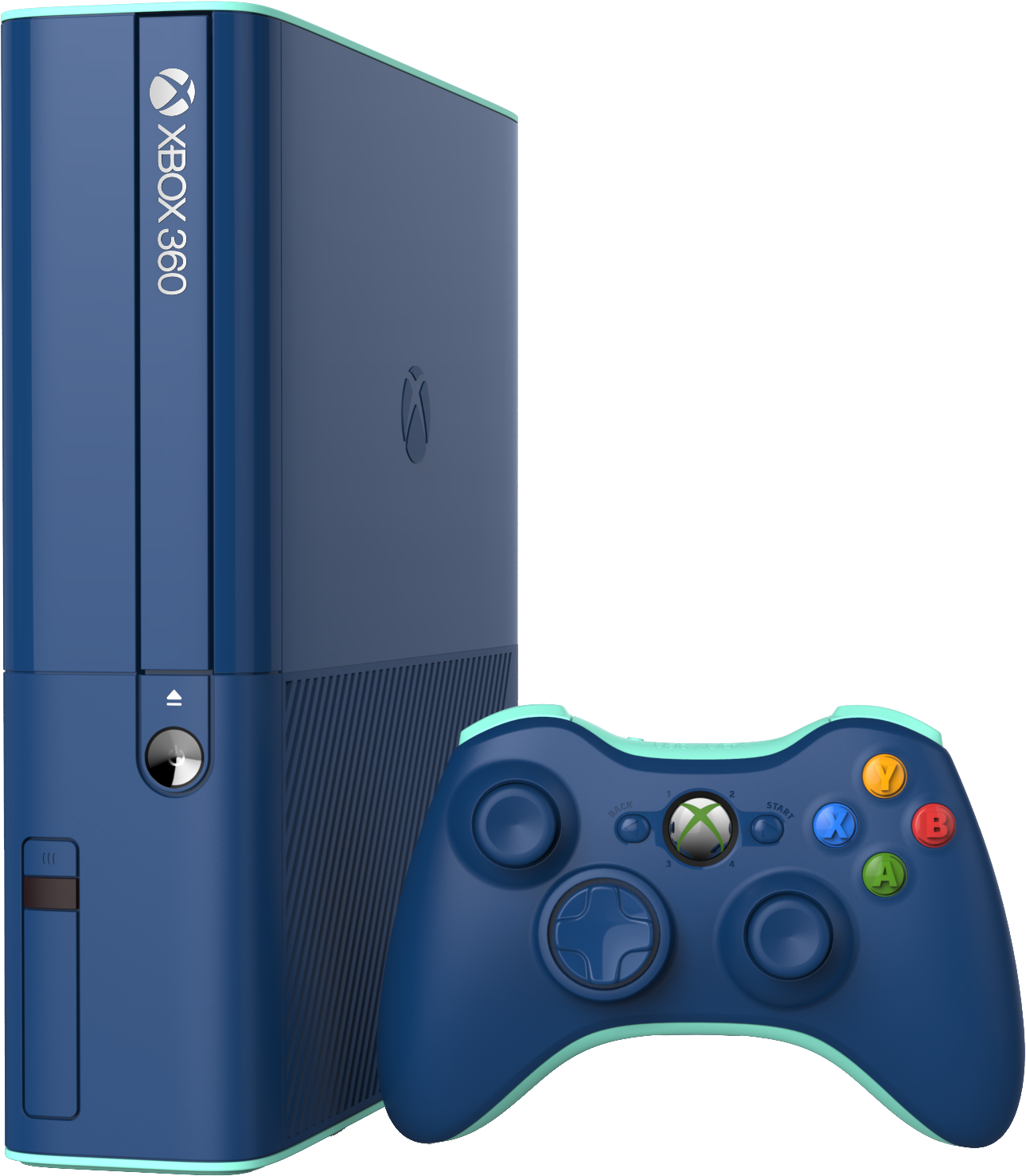 A Blue Video Game Console And Controller